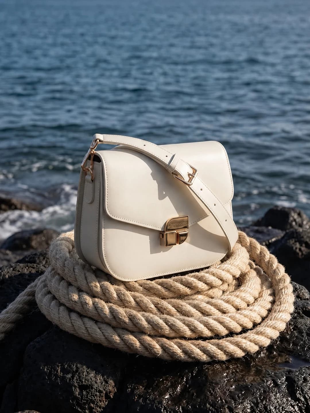 Rounded-Flap Cowhide Shoulder Bag — cowhide development reference