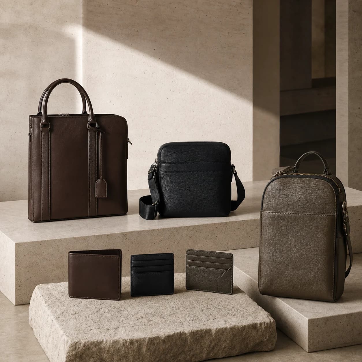 Coordinated bag and accessory collection used to review a zip pouch role