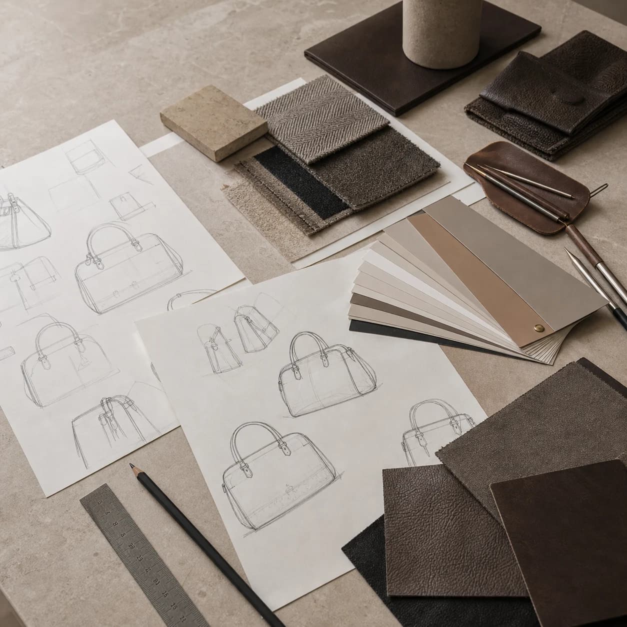 Bag artwork and reference material prepared for development review