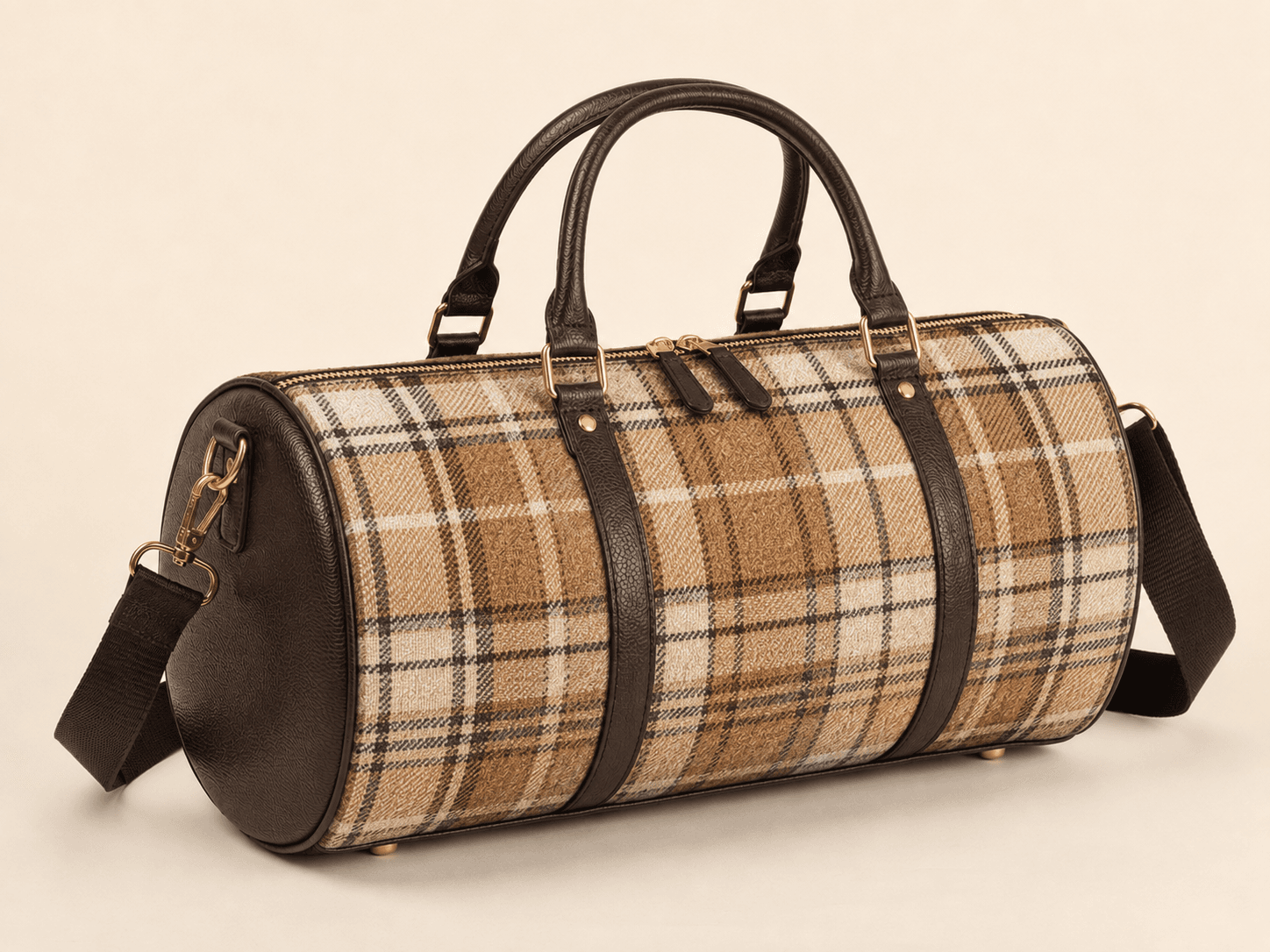 Custom Tartan Weekend Duffle Bag colour camel heritage
