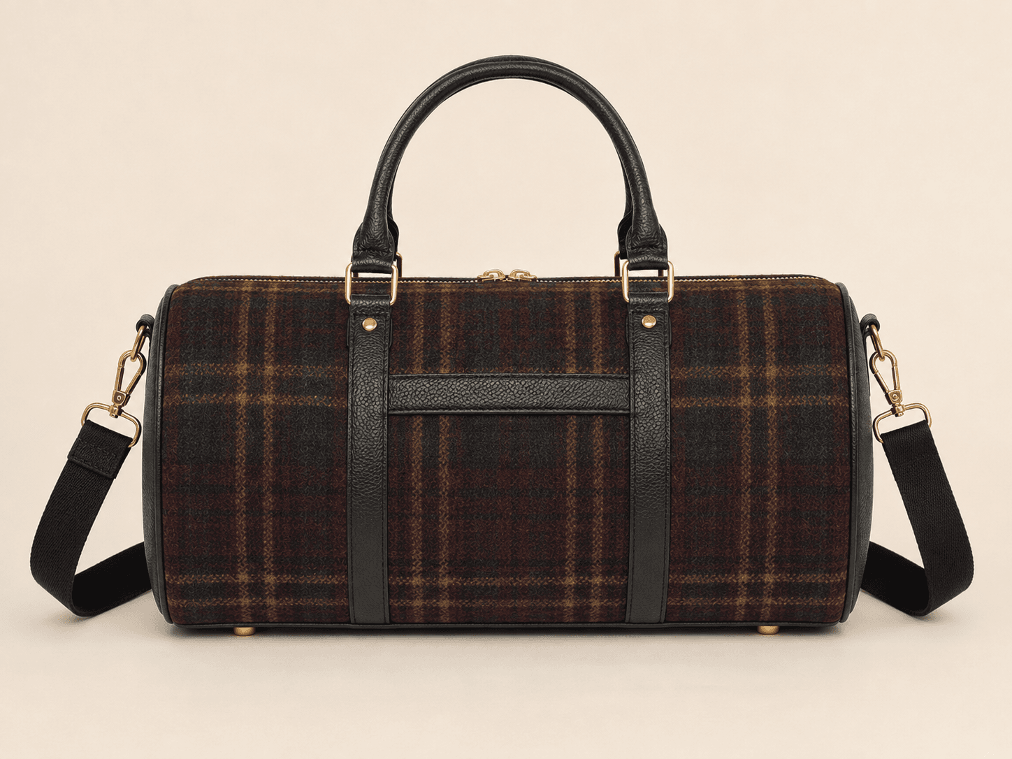 Custom Tartan Weekend Duffle Bag detail rear luggage sleeve
