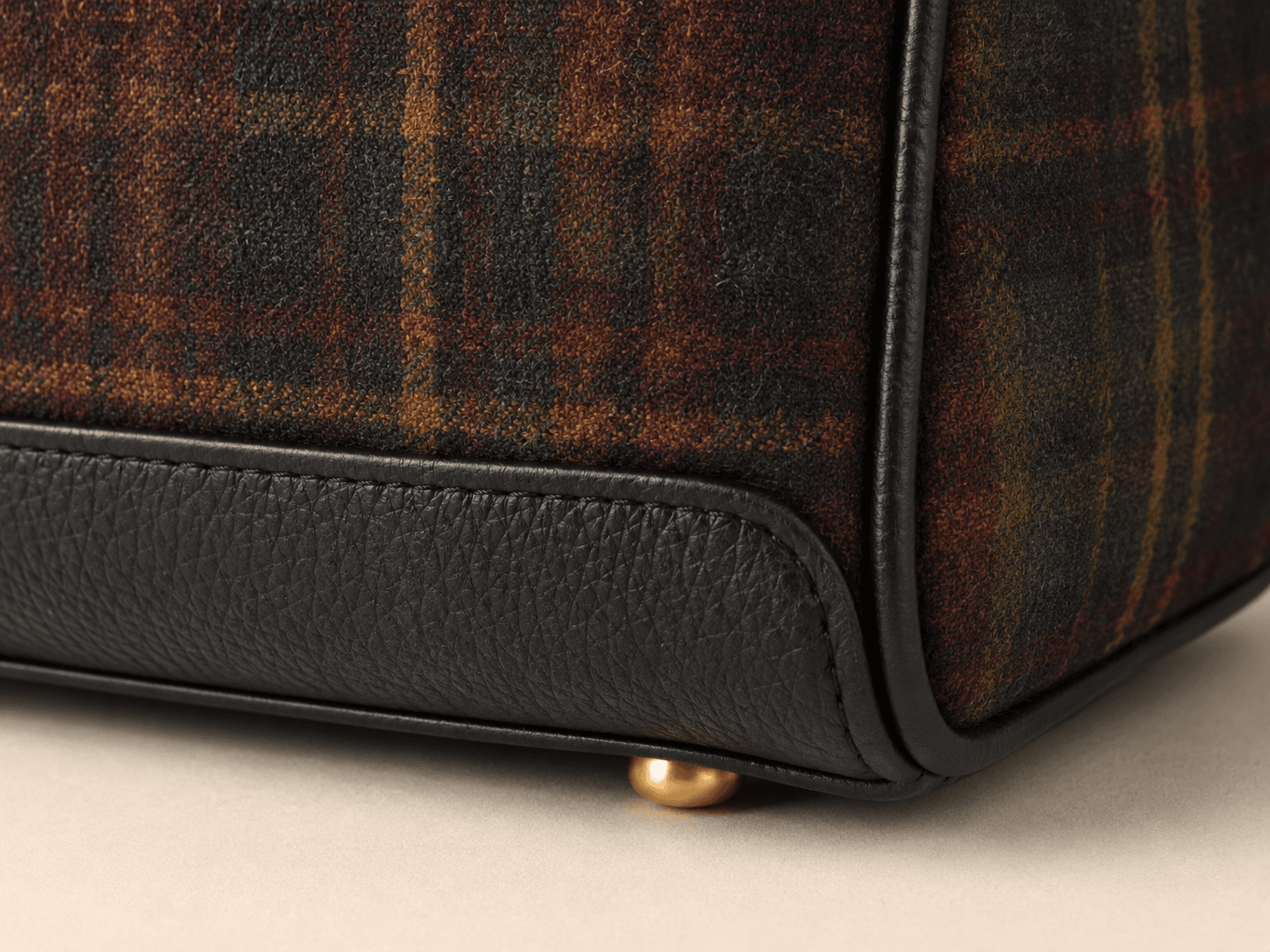 Custom Tartan Bowler Handbag detail material foot