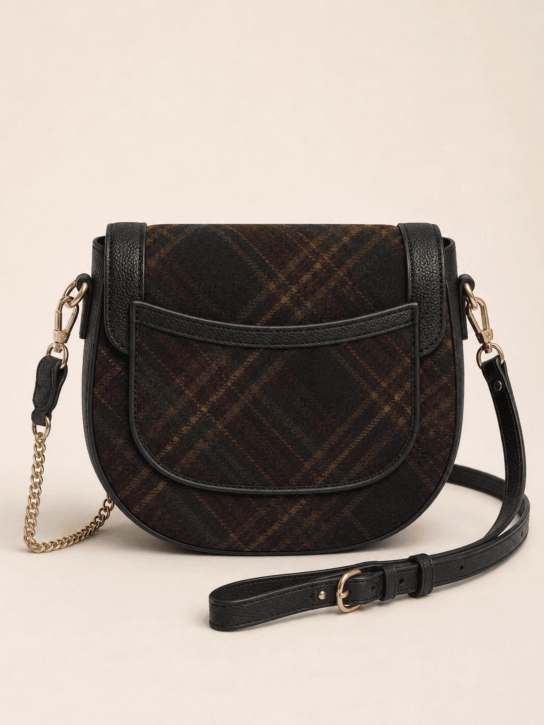 Custom Tartan Saddle Crossbody Bag detail rear