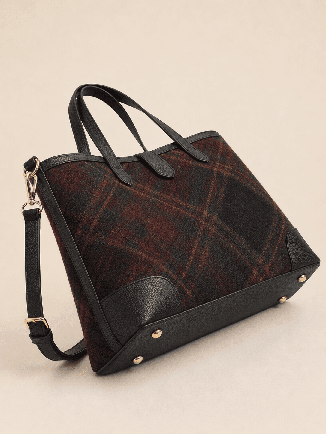 Custom Tartan Commuter Tote Bag detail side base