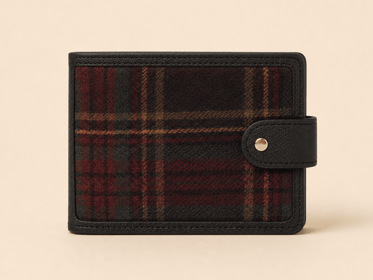 Custom Tartan Compact Bifold Wallet detail front
