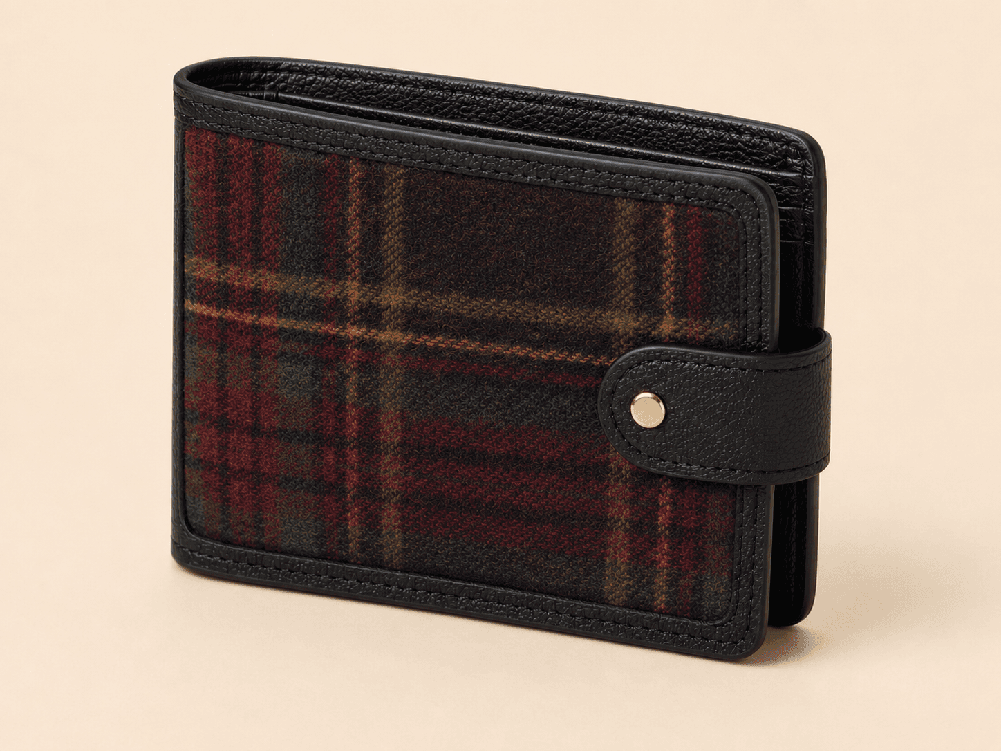 Custom Tartan Compact Bifold Wallet detail side profile