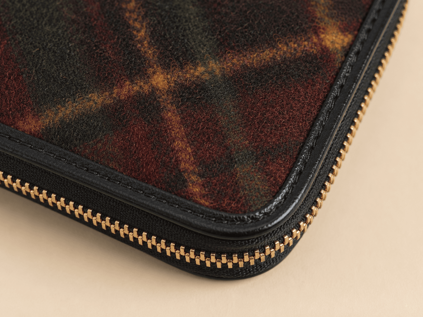 Custom Tartan Zip-Around Wallet detail material corner