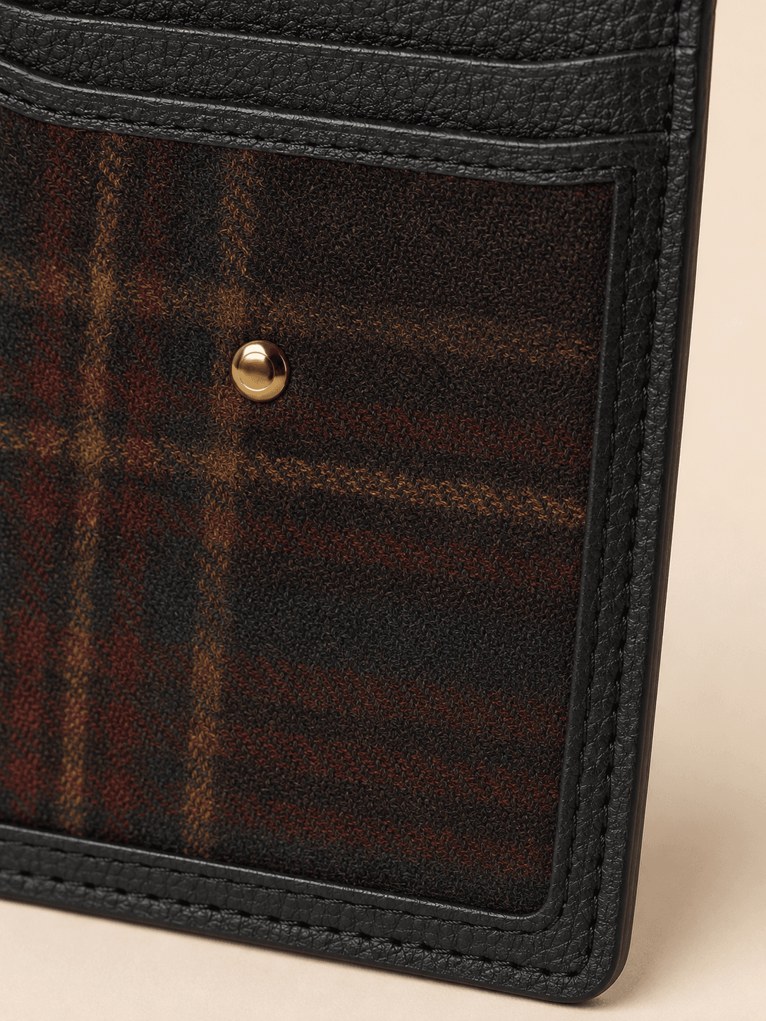 Custom Tartan Slim Cardholder detail material edge