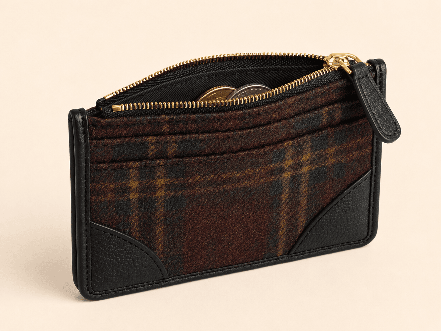Custom Tartan Card & Coin Purse detail coin compartment
