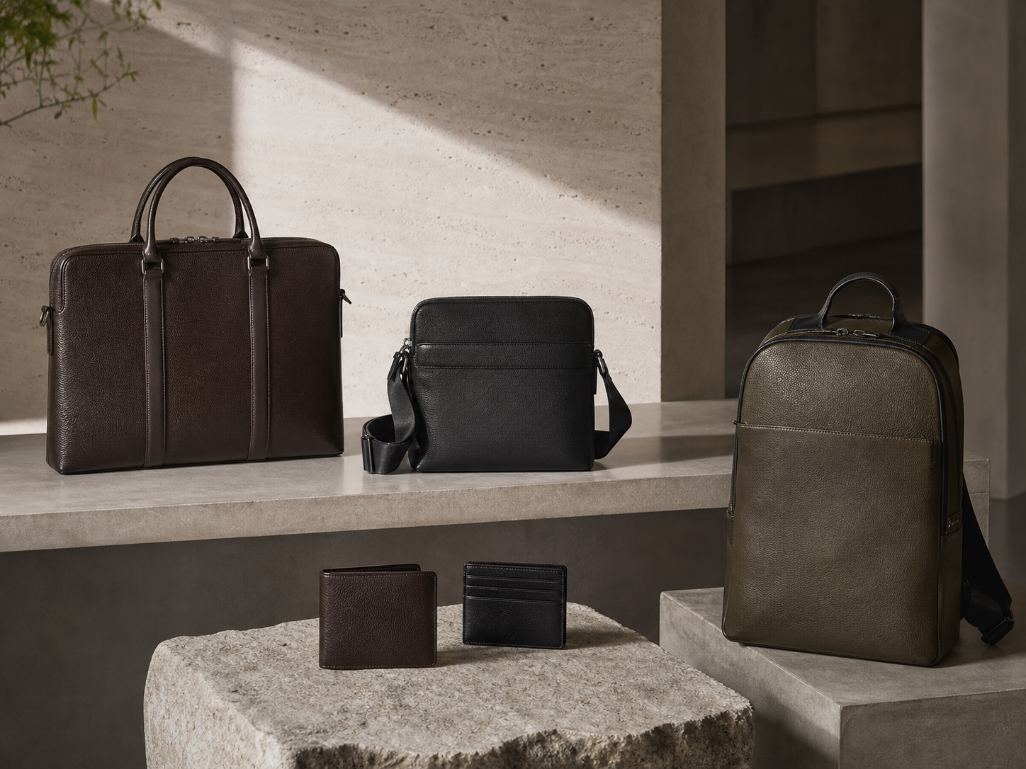 Modern custom men's genuine leather bags and small leather goods